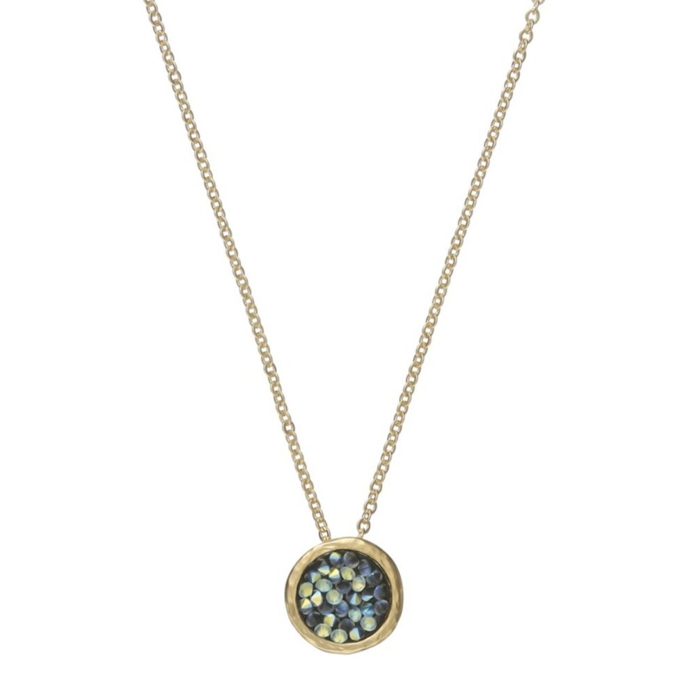 Gold Plate and Crystal Rock Necklace